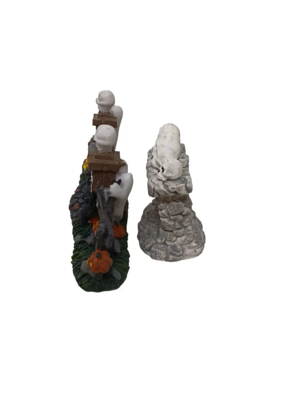 Halloween Village Figurines Spooky Haunted Fence Ghosts Tree Bats Decor #E-M3